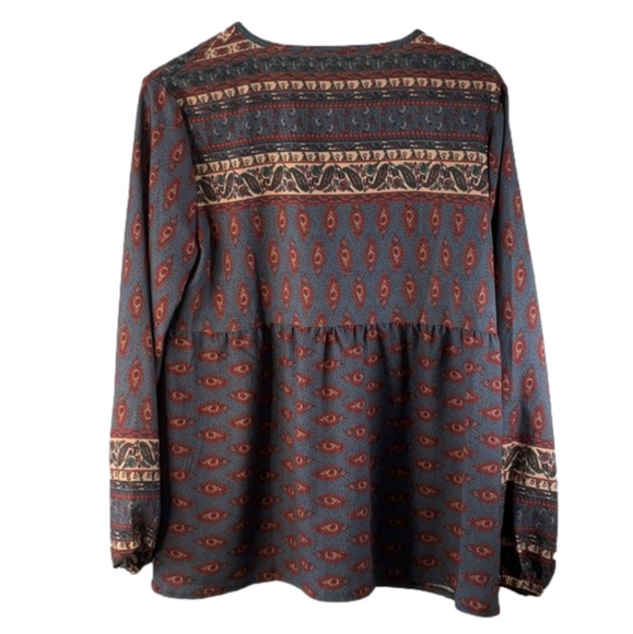 Gray/Blue Paisley Print Pheasant Top Size X-Large - Picture 3 of 5